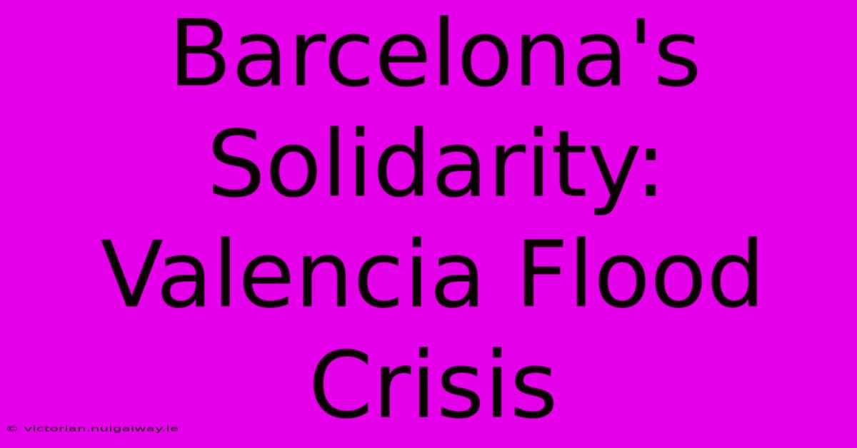 Barcelona's Solidarity: Valencia Flood Crisis