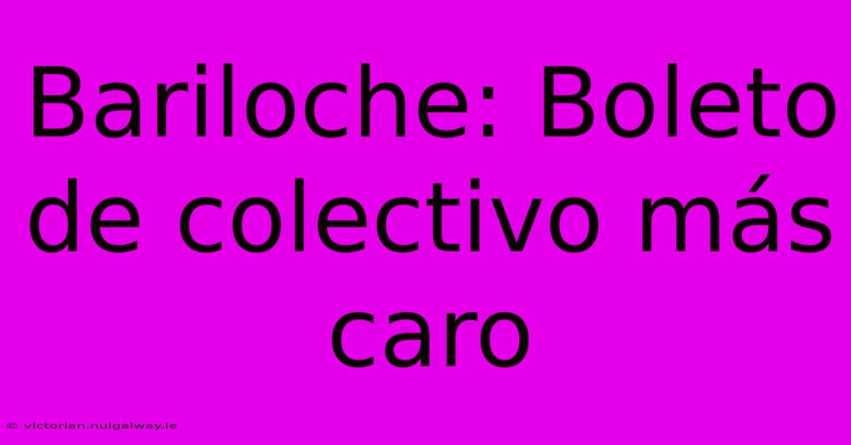 Bariloche: Boleto De Colectivo Más Caro 