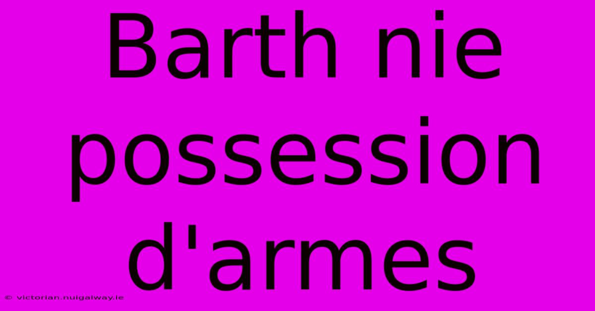 Barth Nie Possession D'armes 