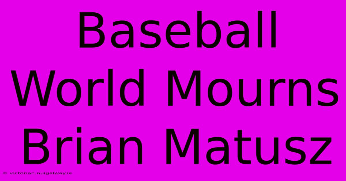 Baseball World Mourns Brian Matusz