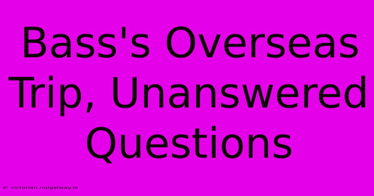 Bass's Overseas Trip, Unanswered Questions