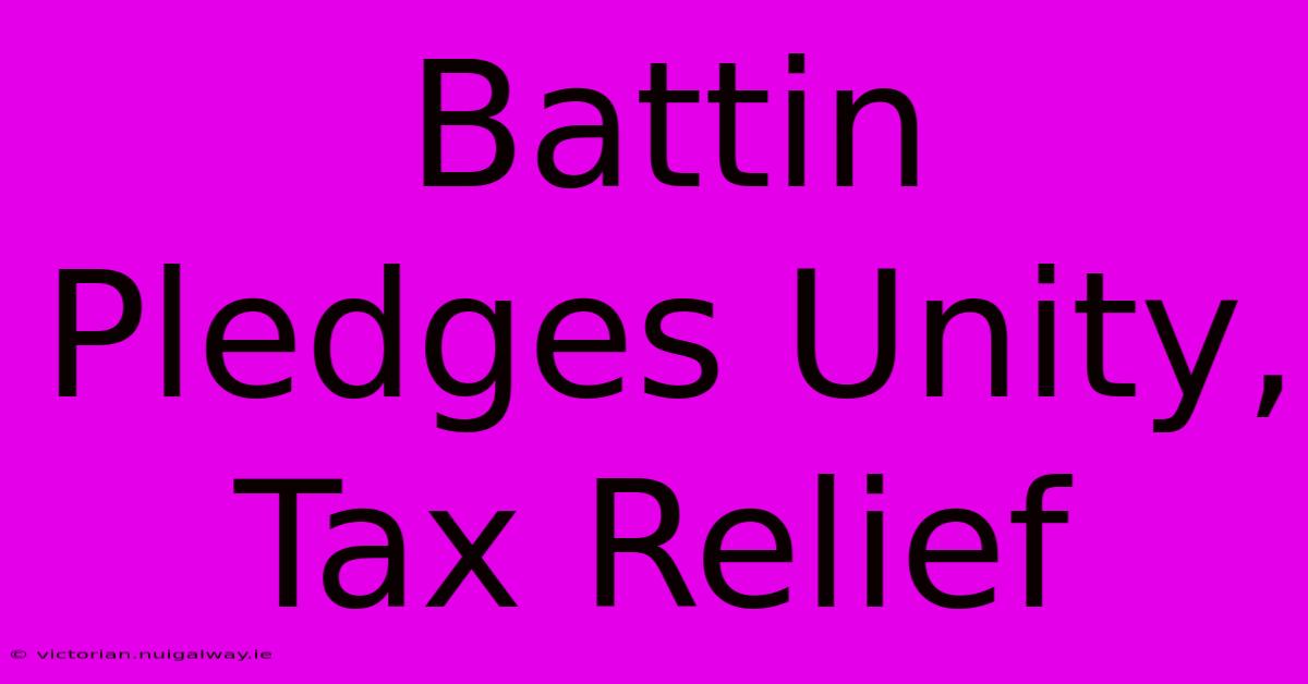 Battin Pledges Unity, Tax Relief