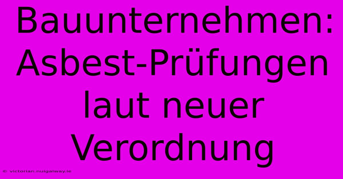 Bauunternehmen: Asbest-Prüfungen Laut Neuer Verordnung