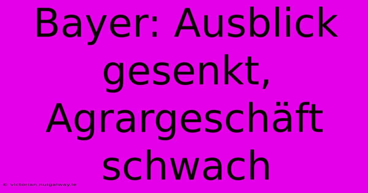 Bayer: Ausblick Gesenkt, Agrargeschäft Schwach