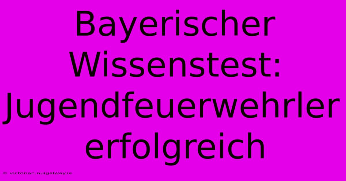 Bayerischer Wissenstest: Jugendfeuerwehrler Erfolgreich