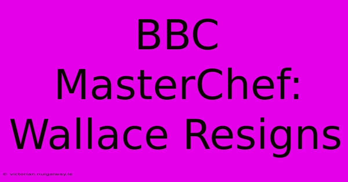 BBC MasterChef: Wallace Resigns