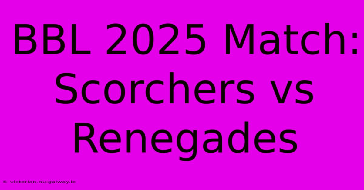 BBL 2025 Match: Scorchers Vs Renegades