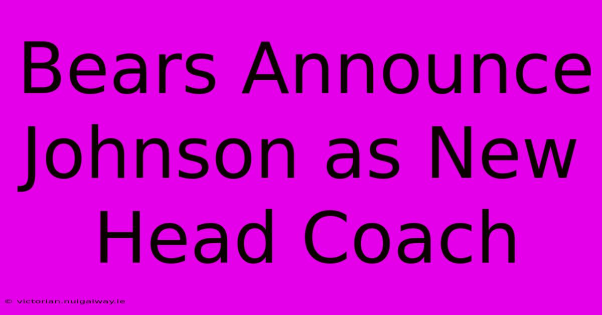 Bears Announce Johnson As New Head Coach