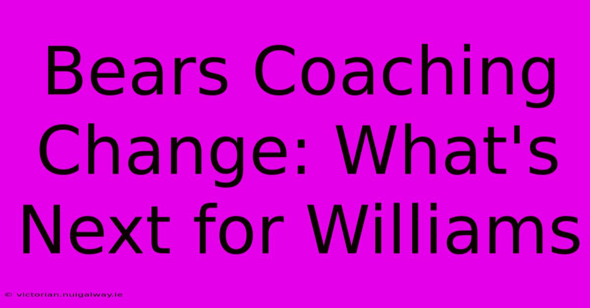 Bears Coaching Change: What's Next For Williams