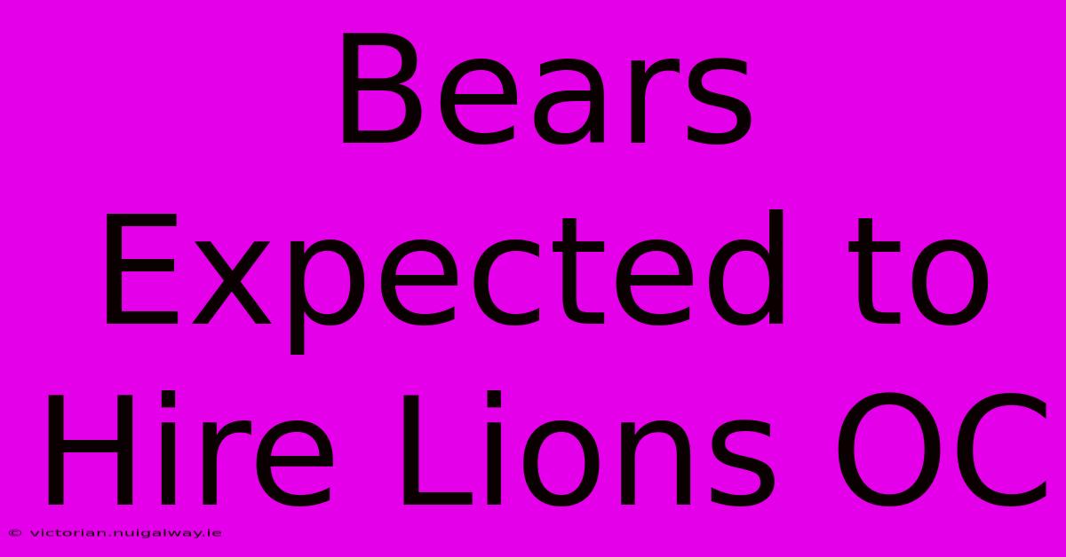 Bears Expected To Hire Lions OC