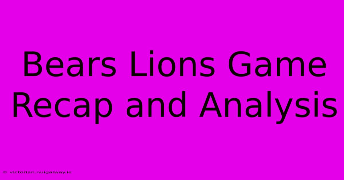 Bears Lions Game Recap And Analysis