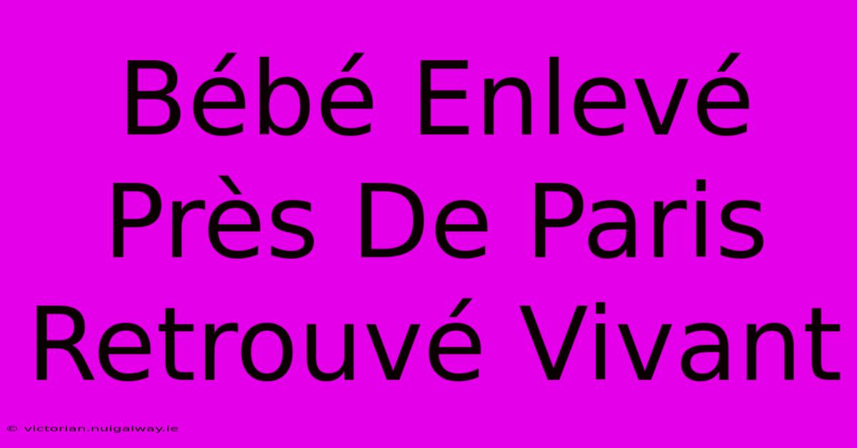 Bébé Enlevé Près De Paris Retrouvé Vivant 