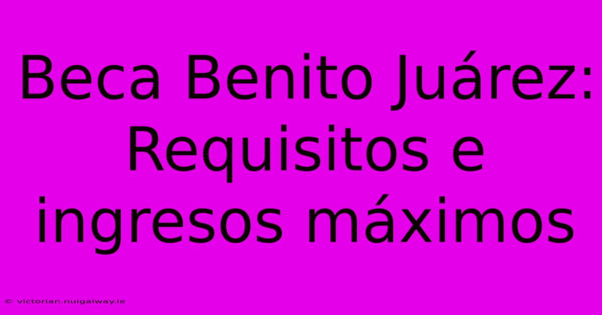 Beca Benito Juárez: Requisitos E Ingresos Máximos