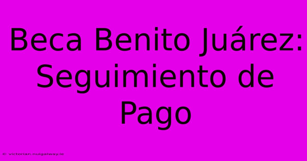 Beca Benito Juárez: Seguimiento De Pago