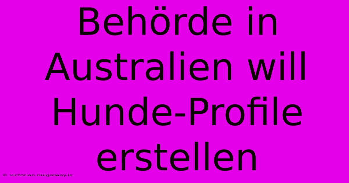 Behörde In Australien Will Hunde-Profile Erstellen