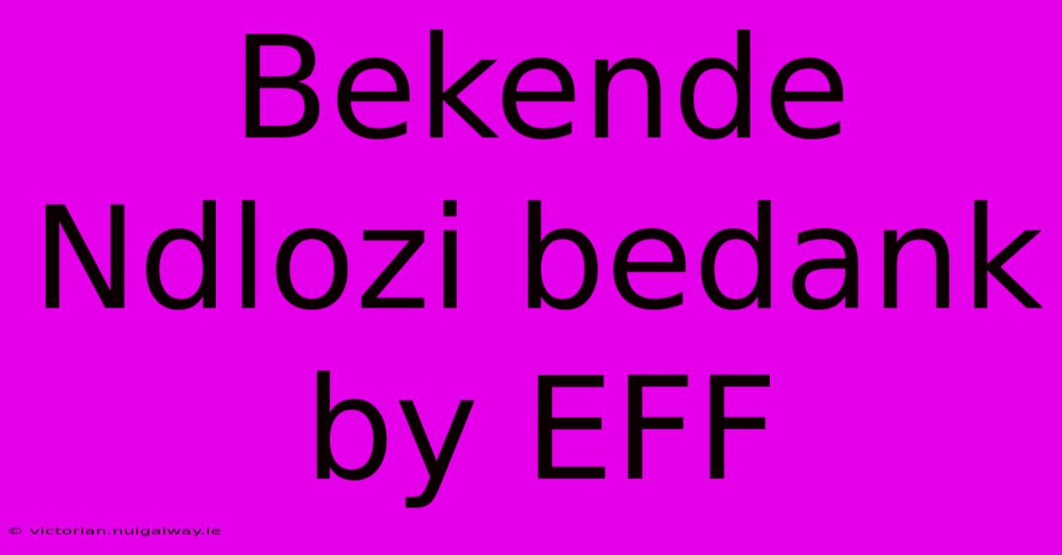 Bekende Ndlozi Bedank By EFF