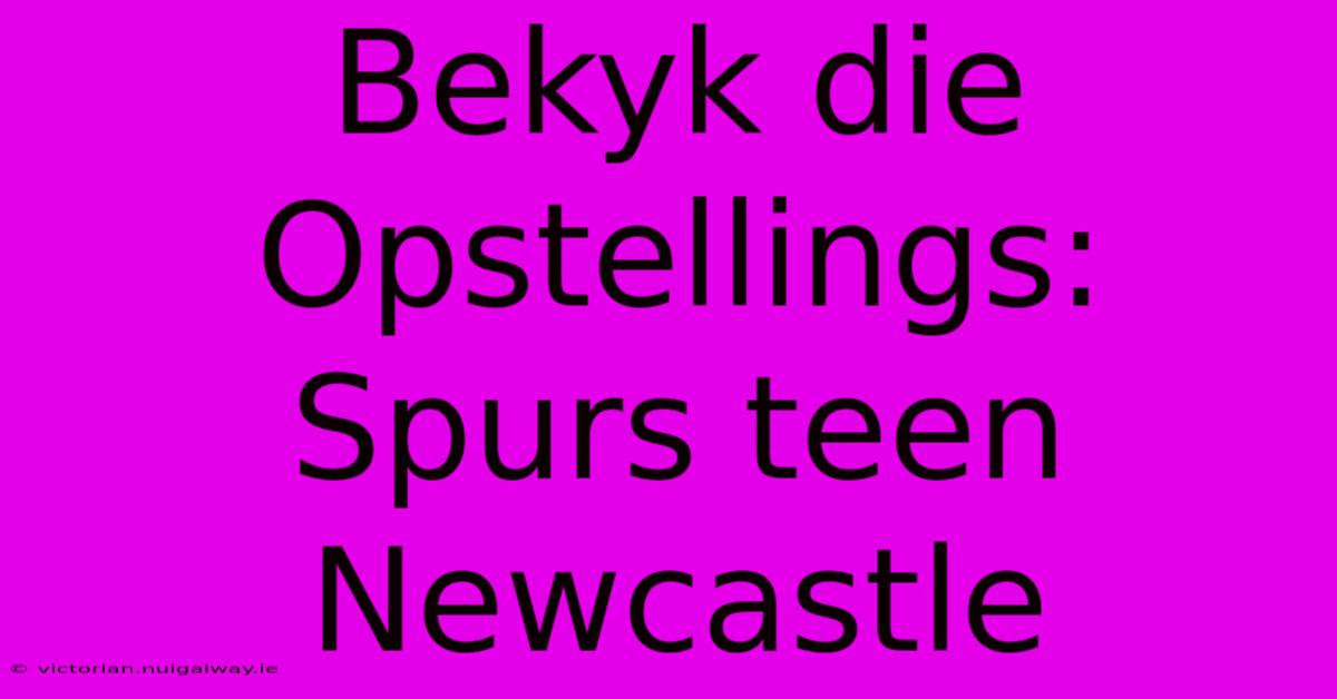 Bekyk Die Opstellings: Spurs Teen Newcastle