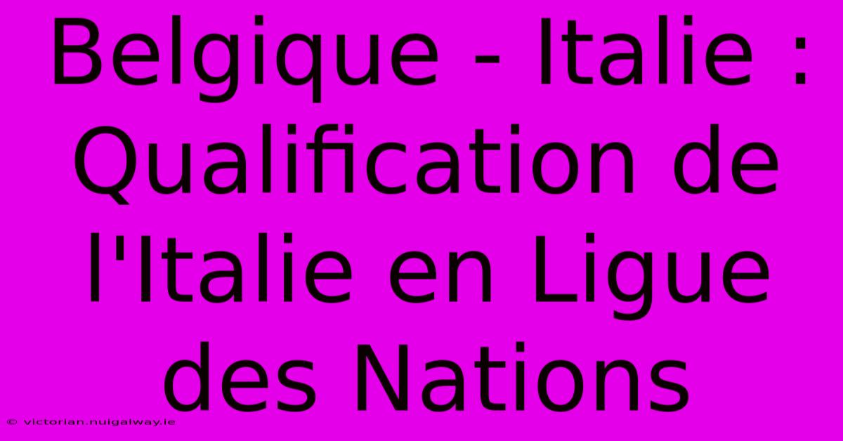 Belgique - Italie : Qualification De L'Italie En Ligue Des Nations