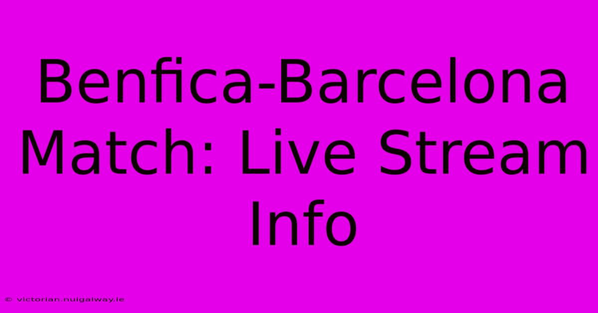 Benfica-Barcelona Match: Live Stream Info