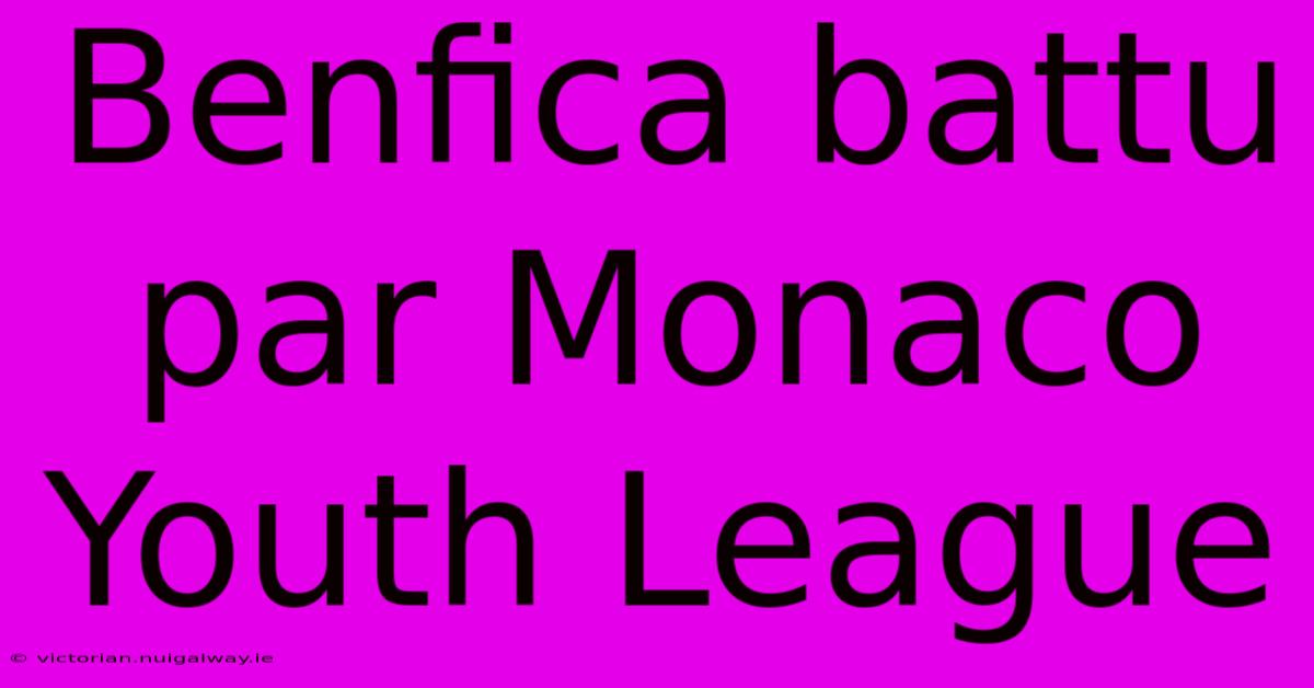 Benfica Battu Par Monaco Youth League