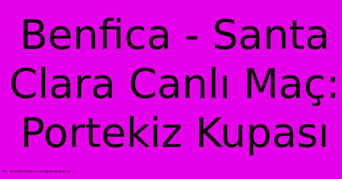 Benfica - Santa Clara Canlı Maç: Portekiz Kupası