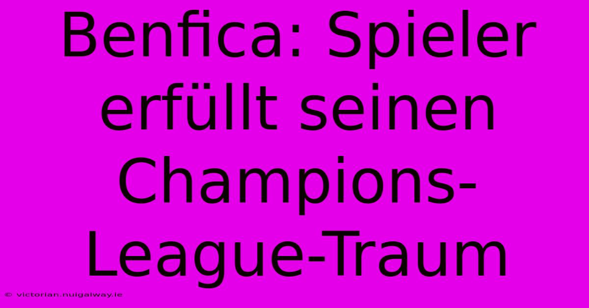 Benfica: Spieler Erfüllt Seinen Champions-League-Traum