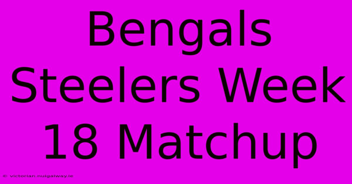 Bengals Steelers Week 18 Matchup