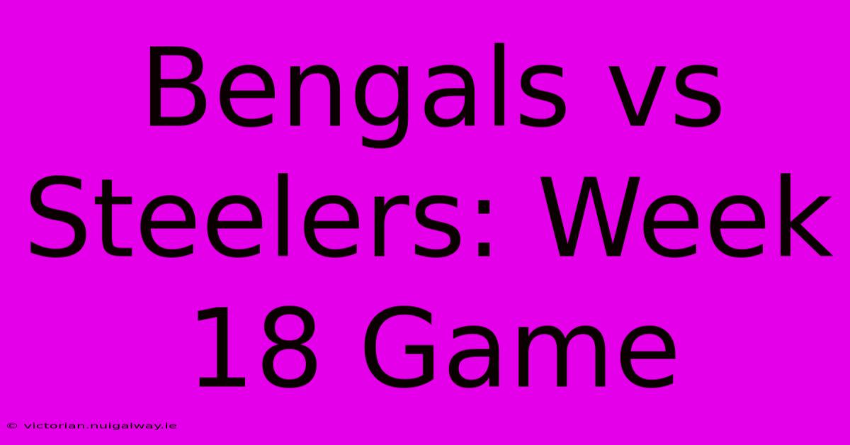 Bengals Vs Steelers: Week 18 Game