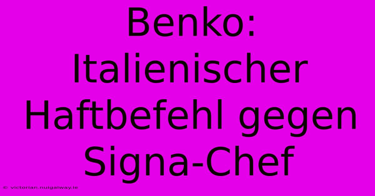 Benko: Italienischer Haftbefehl Gegen Signa-Chef