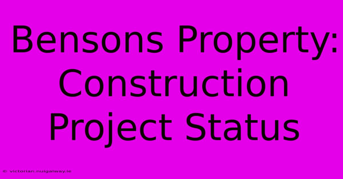 Bensons Property: Construction Project Status