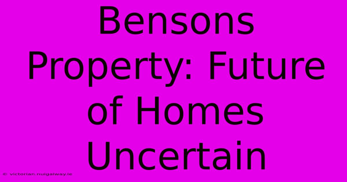 Bensons Property: Future Of Homes Uncertain