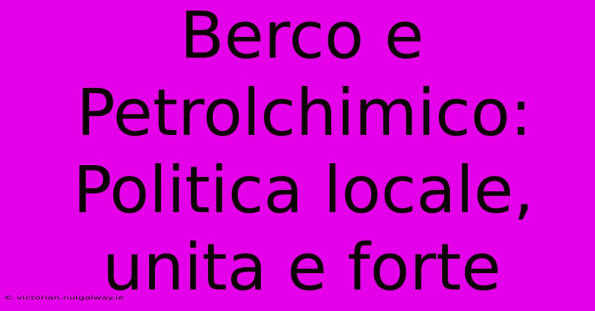 Berco E Petrolchimico: Politica Locale, Unita E Forte