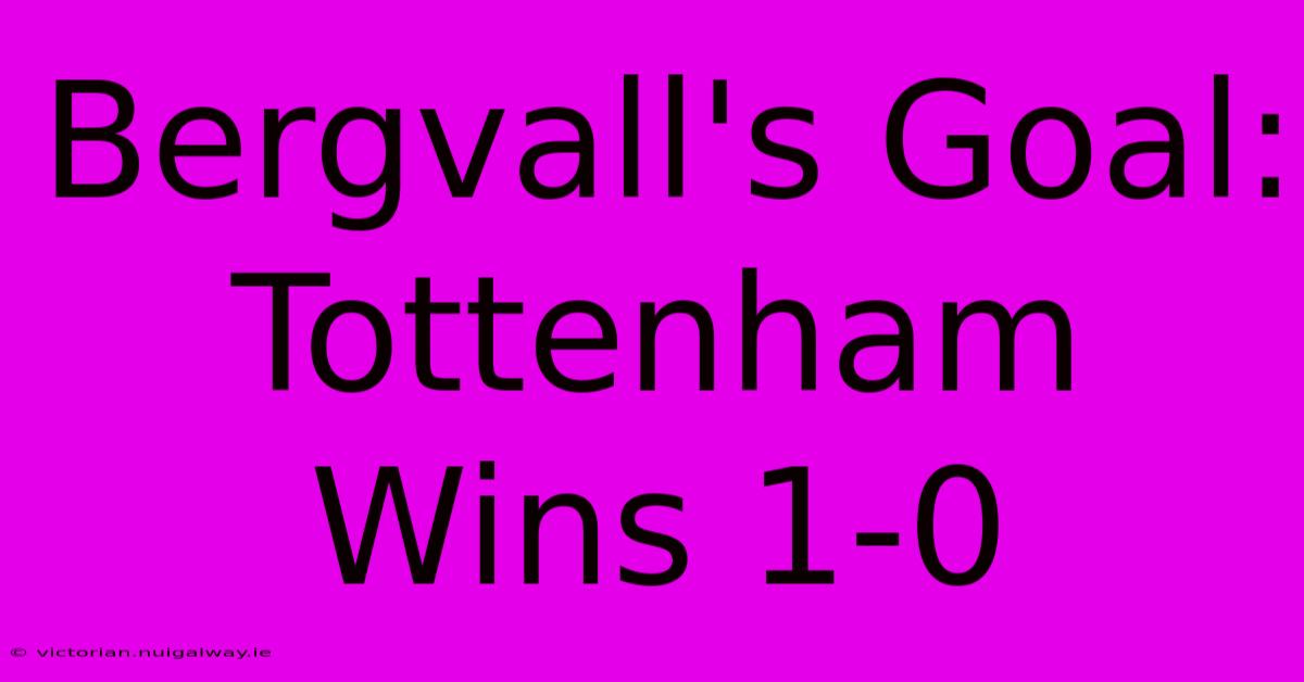 Bergvall's Goal: Tottenham Wins 1-0