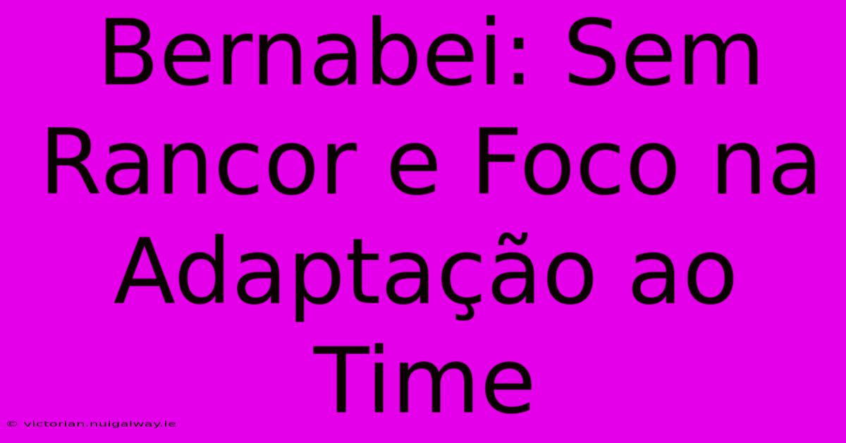 Bernabei: Sem Rancor E Foco Na Adaptação Ao Time