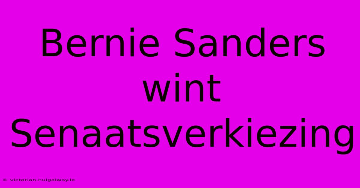 Bernie Sanders Wint Senaatsverkiezing