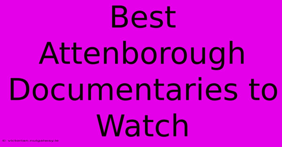 Best Attenborough Documentaries To Watch