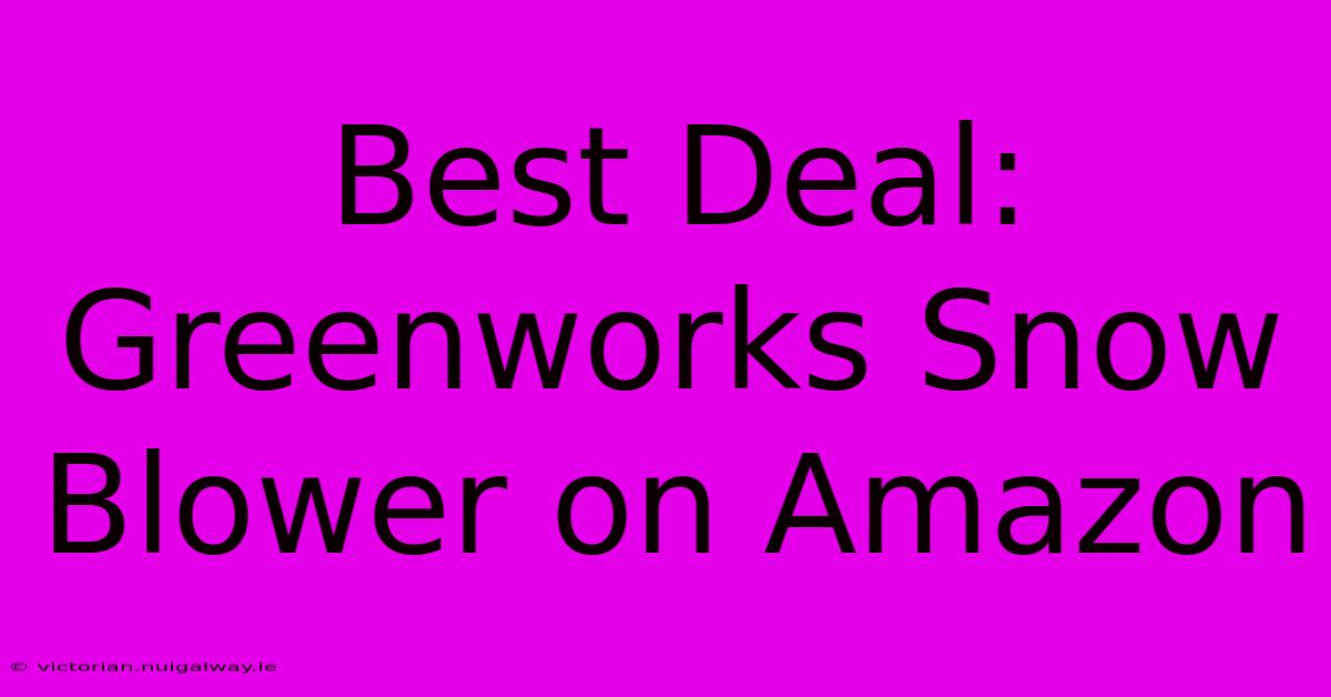 Best Deal: Greenworks Snow Blower On Amazon