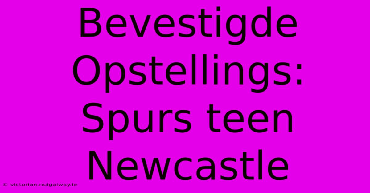 Bevestigde Opstellings: Spurs Teen Newcastle