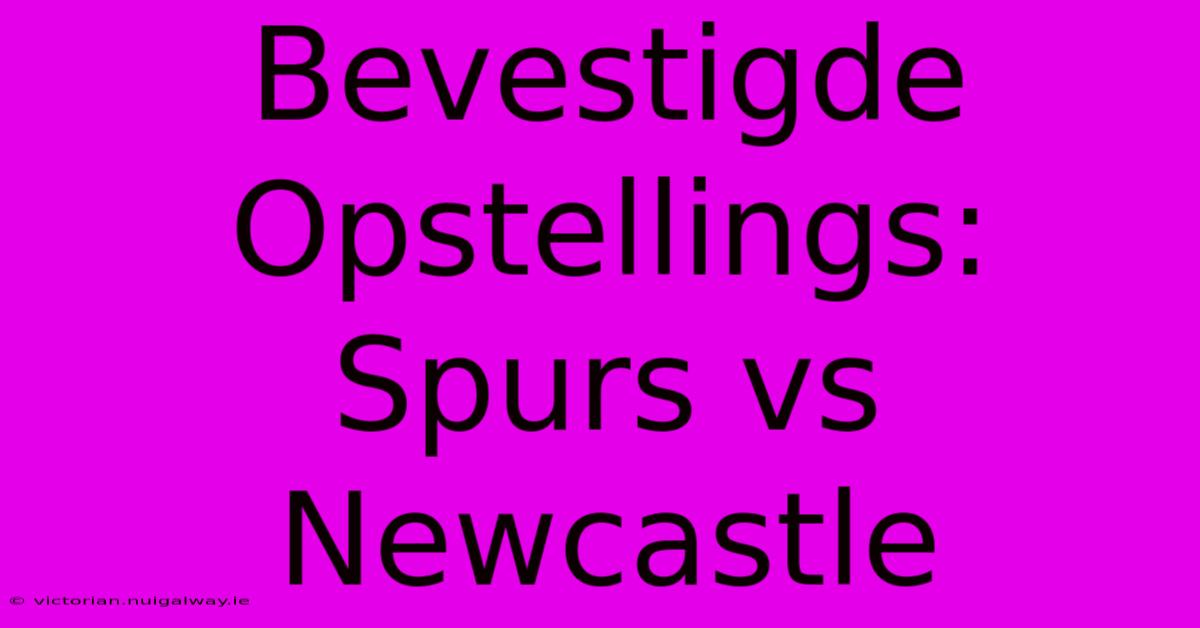 Bevestigde Opstellings: Spurs Vs Newcastle