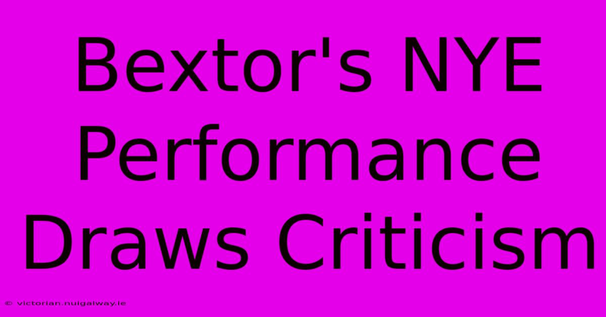 Bextor's NYE Performance Draws Criticism