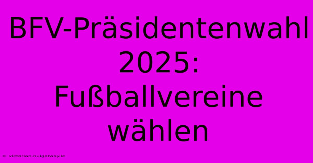 BFV-Präsidentenwahl 2025: Fußballvereine Wählen