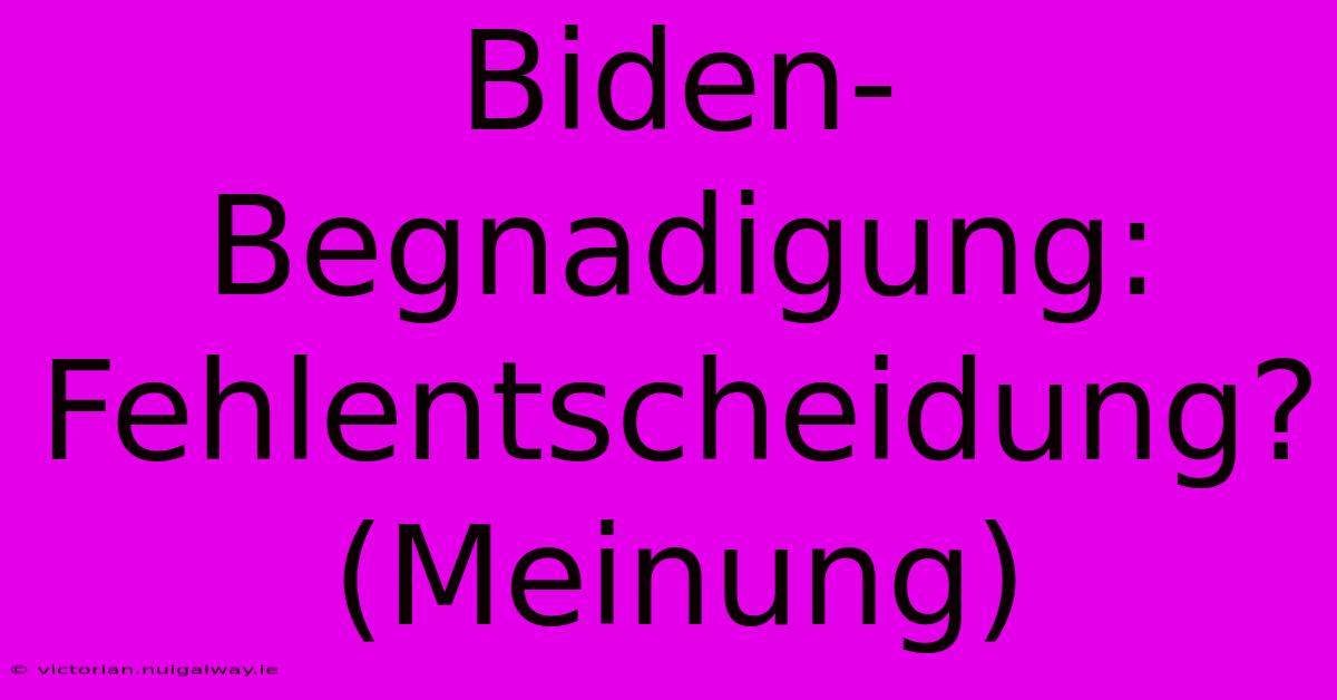 Biden-Begnadigung: Fehlentscheidung? (Meinung)