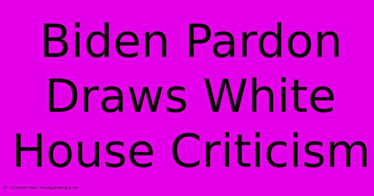 Biden Pardon Draws White House Criticism