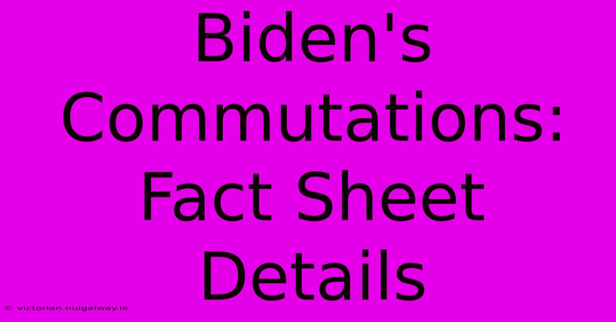 Biden's Commutations:  Fact Sheet Details