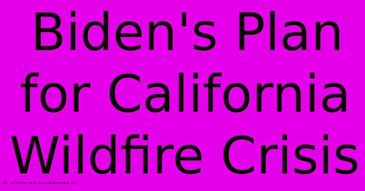 Biden's Plan For California Wildfire Crisis