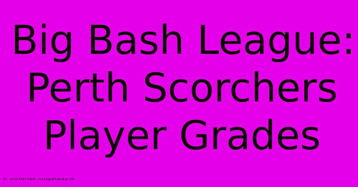 Big Bash League: Perth Scorchers Player Grades