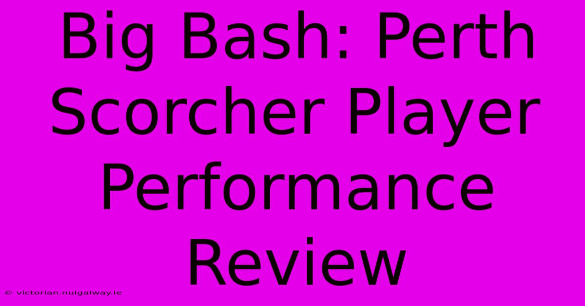 Big Bash: Perth Scorcher Player Performance Review