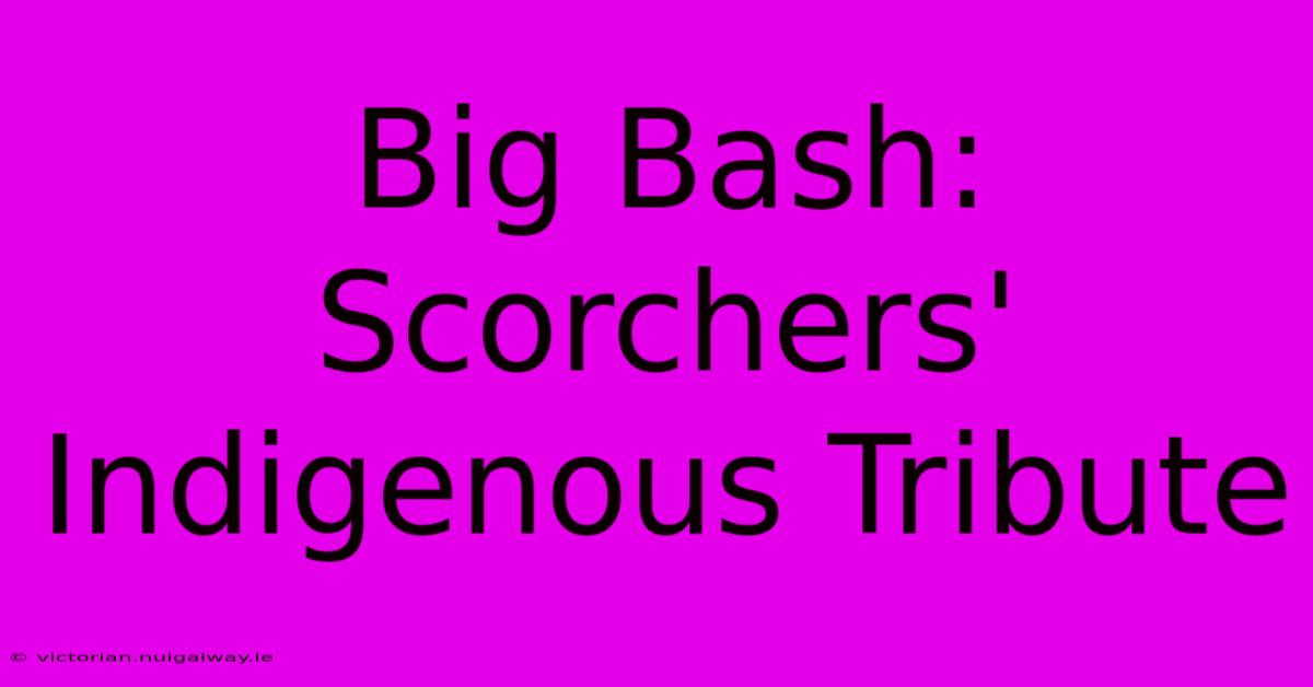 Big Bash: Scorchers' Indigenous Tribute