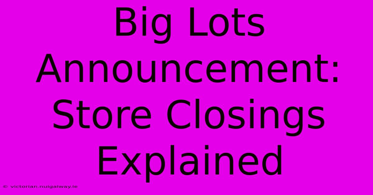 Big Lots Announcement: Store Closings Explained