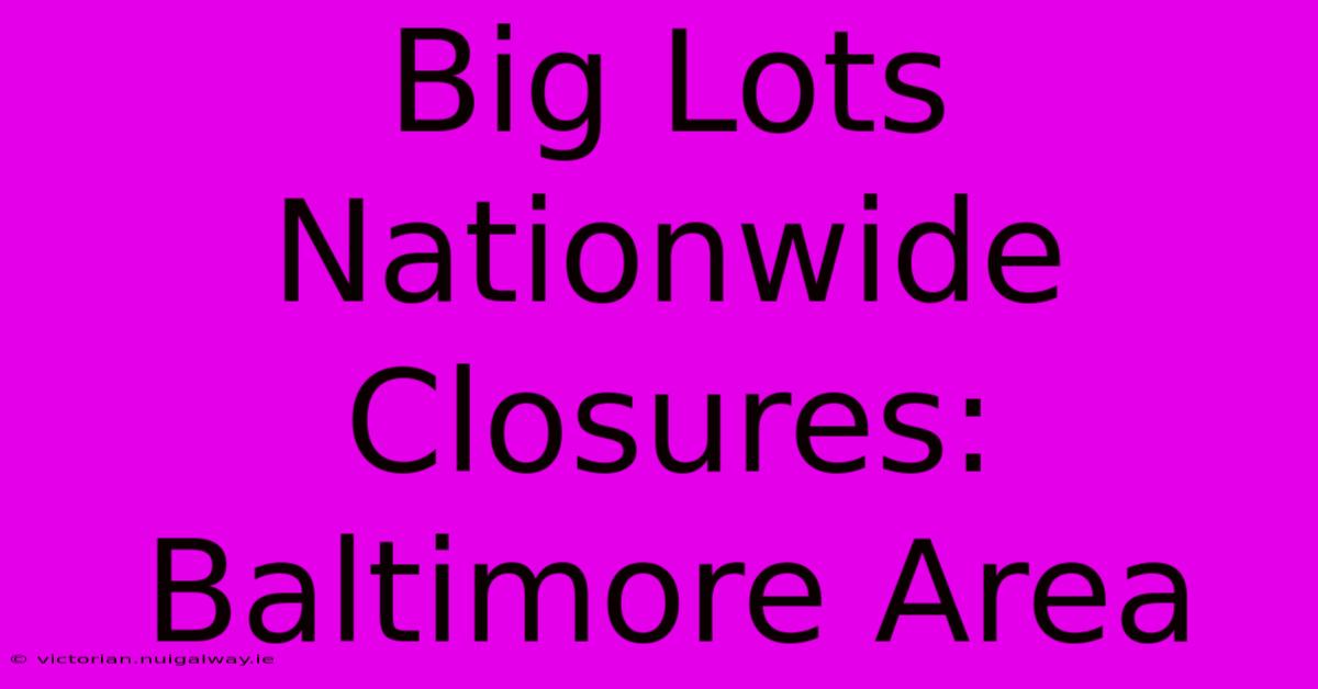 Big Lots Nationwide Closures: Baltimore Area